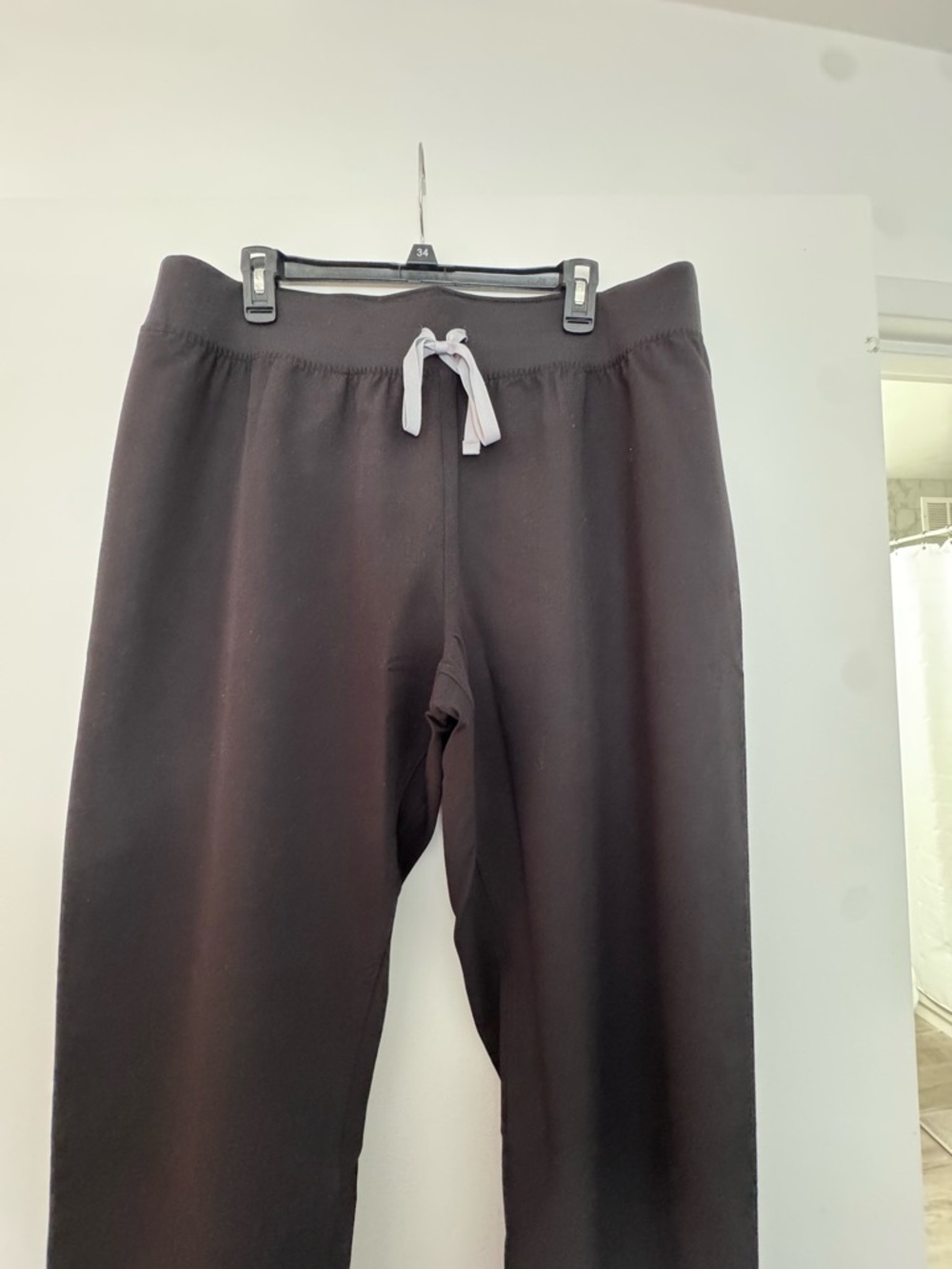 Figs Black Scrub Pants with Light Gray Drawstring